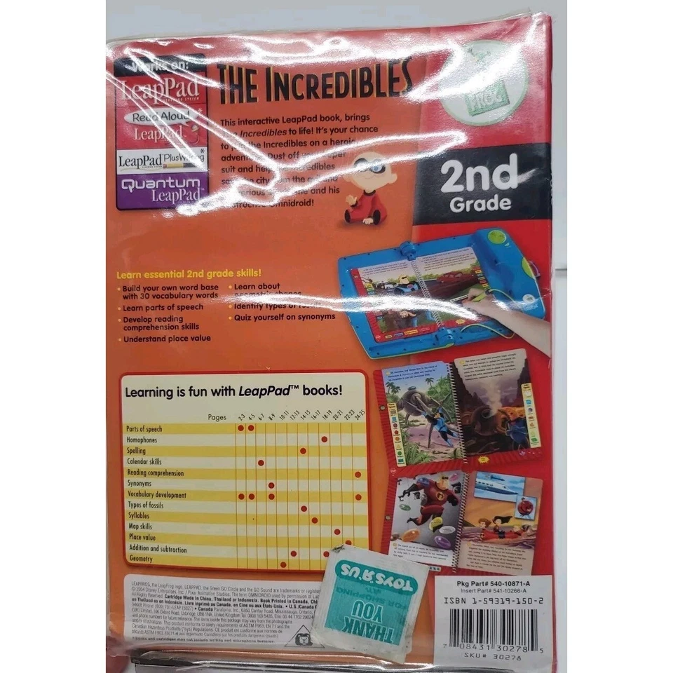 Cartucho de libro LeapPad Los Increíbles 2do grado multitema Disney Pixar Foto 4 de 4