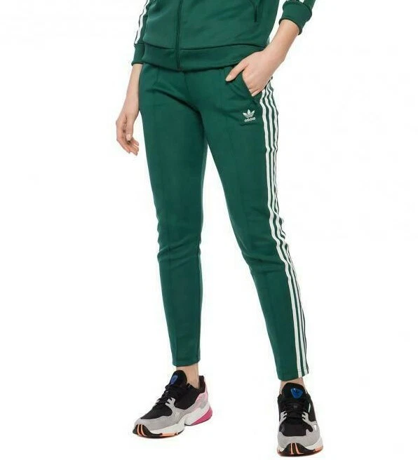 SMALL adidas OG Women's AdiColor SST TRACK PANTS COLLEGIATE GREEN LAST1