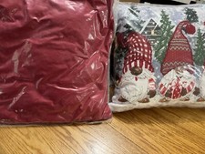 Home reflections Holiday Christmas Brown Gnomes pillow 18 inch new 2 Pillows