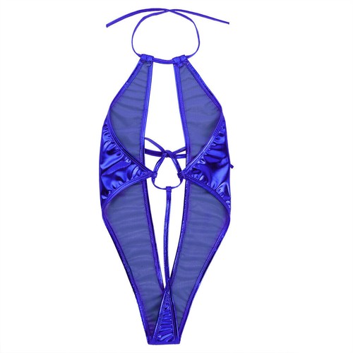 Costume da bagno donna sexy bikini metallizzato lucido monokini mini perizoma - Foto 66 di 93