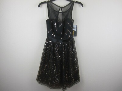 ruby rox prom dress Ruby Rox Prom Dress Cocktail Black/Gold Sequin Sleeveless Size 7 (NWT)