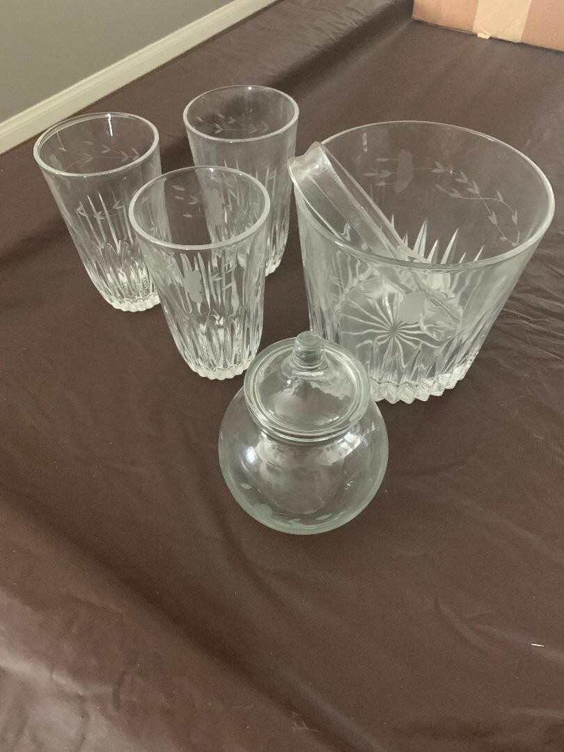 Princess House Ice Bucket, Candy Dish and 3 Glasses eBay