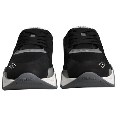 VERSACE Squalo Black Leather Neoprene Chunky Low Top  display picture 2