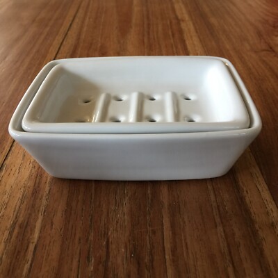 Lindner Porzellan,Seifenschale 2 teilig,Seifenablage,porcelain soap dish