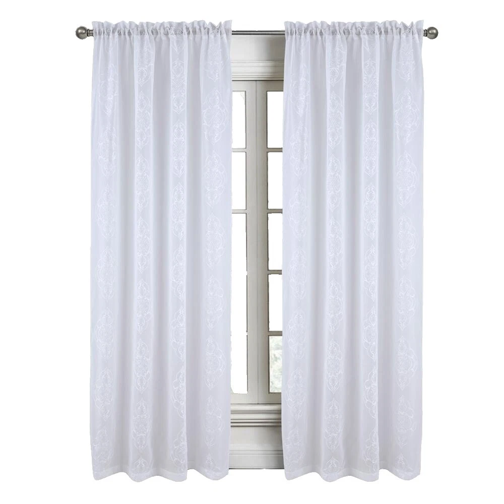 Polyester Paisley White Window Curtains & Drapes
