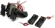 10Pcs 2 x 1.5V AAA Battery Case Storage Box Holder w 15cm Cable Black Plastic