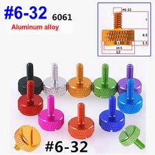6 -32 Knurled Thumb Screw Slotted Al Alloy Thumbscrew Hand Grip Knob Fit PC Case