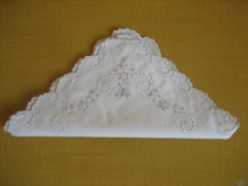 Antique Scalloped Embroidered Cotton Handkerchief Monogram M