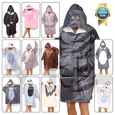 Animal Hoodie Blanket Oversized Sherpa Fleece Giant Big Hooded