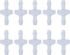 10-Pack 1/4 Inch Plastic Check Valve with One-Way Barb Hose Non-Return Feature
