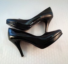 NINE WEST Size 8M Women's Black Faux Patent Leather Pumps, Stiletto, Mother's