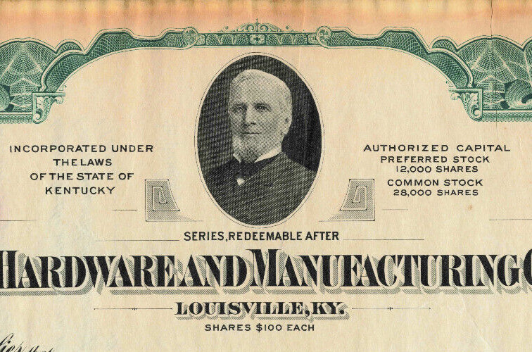 Belknap Hardware And Manufacturing Company Preferred Stock Certificate Unissued