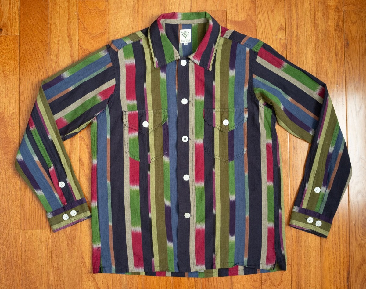 SOUTH2 WEST8 Smokey Ikat Pattern Shirt NEEDLES NEPENTHES JAPAN Sz 