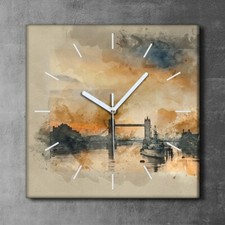 Canvas Clock Print Wall Art Picture Image painting river tames London 30x30