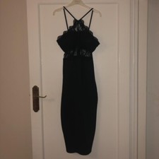 Pink Boutique Black Midi Bodycon Dress Lace Brand New Evening Going Out