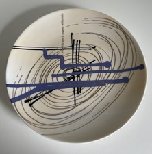 PIATTO CERAMICA DA COLLEZIONE RENZO PIANO "NUOVI SEGNI" RARO CON AUTOGRAFO