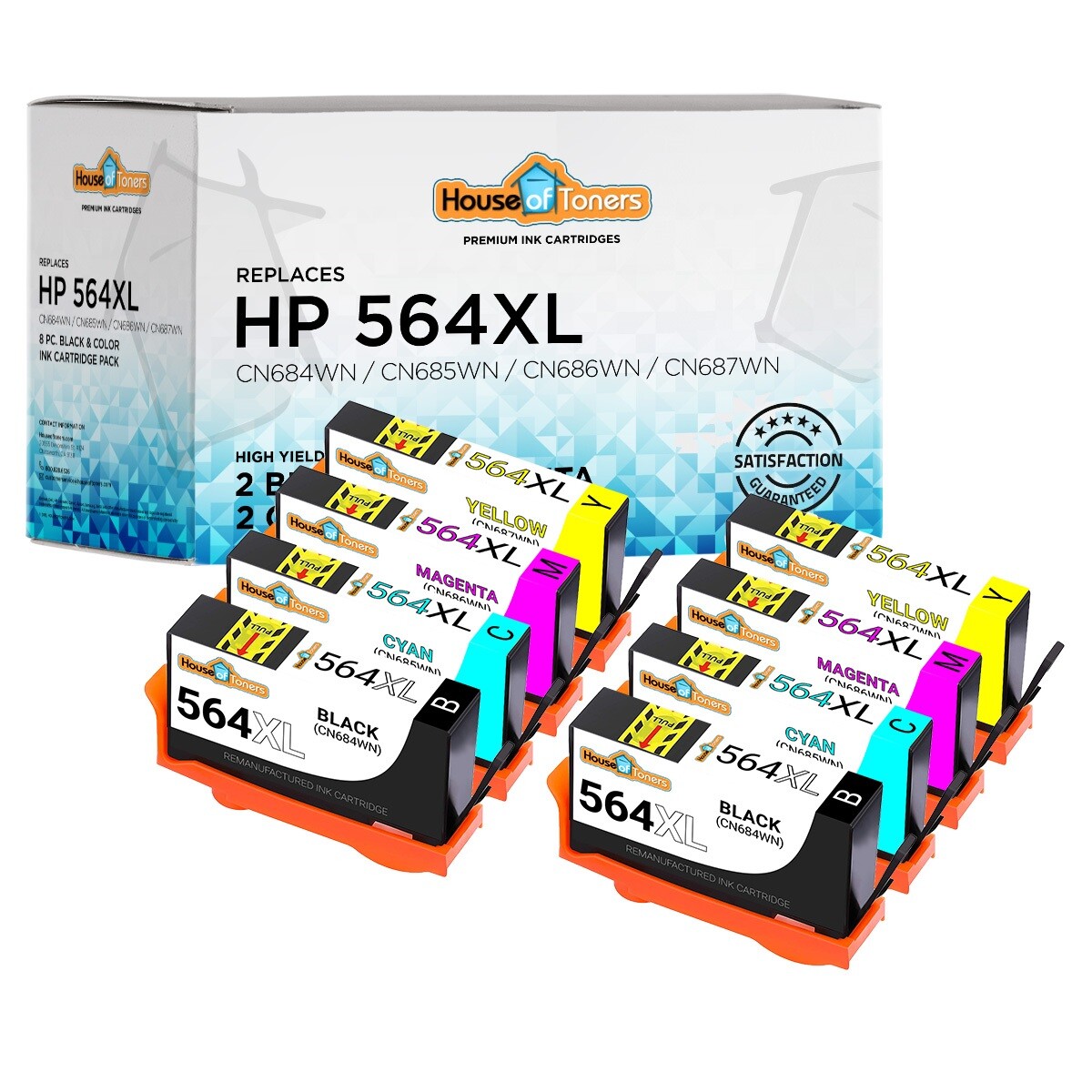 8 Pack 564XL Ink Cartridges for HP Photosmart 5510 5515 5520 ...
