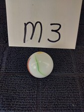 Vintage Shooter Marble Green White Yellow Red Swirl Opaque Glass .945