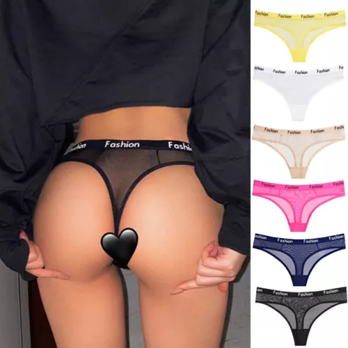 6-teiliges Set sexy Damen Höschen Tanga G String hoch geschnitten transparent Damenunterwäsche - Bild 1 von 23