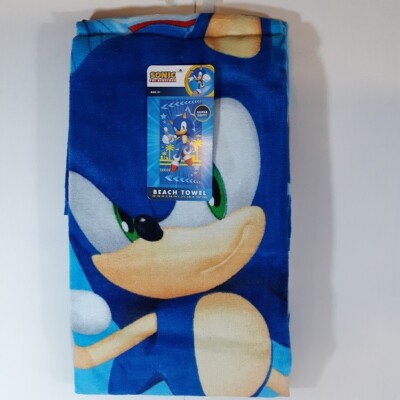 SONIC The Hedgehog Super Soft Cotton Beach Towel NWT 28'' x 58'' Sonic Bath Towel