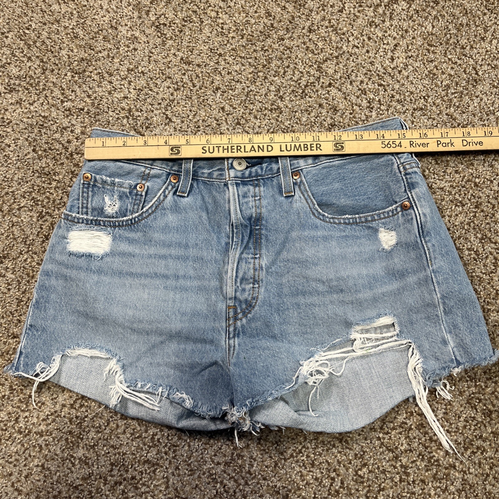 Levi's 501 Womens Sz 30 Distressed Raw Hem Button Fly Jean Shorts - View 6