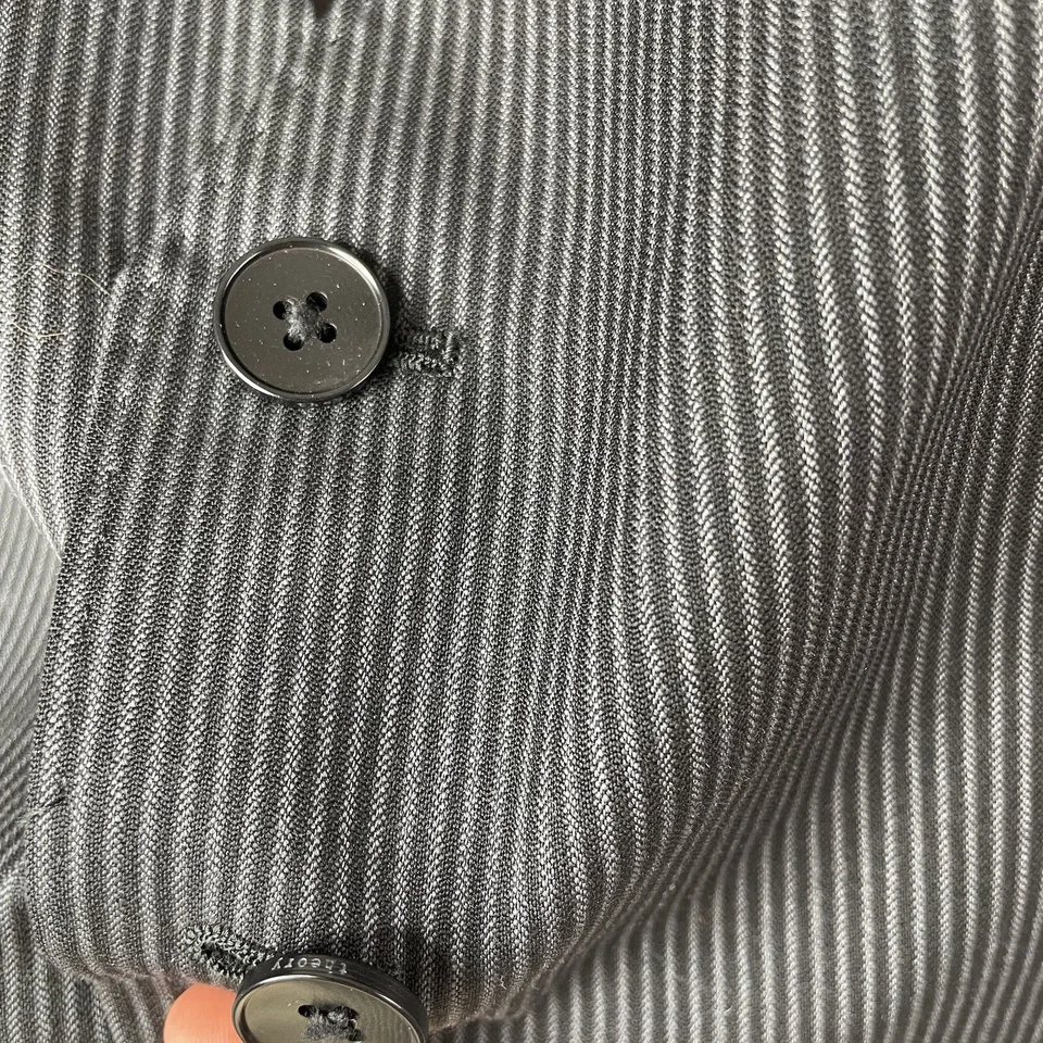 THEORY Vest Men 38 Striped Wool Waistcoat Cinch-Back Formal Charcoal Classic - Image 4 of 4