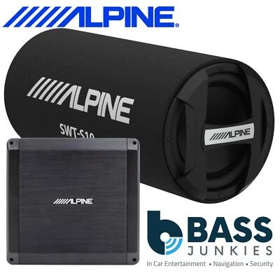 ALPINE 1000 Watts 12" Sub Subwoofer Car Bass Tube 2 Channel Amplifier & Amp Kit