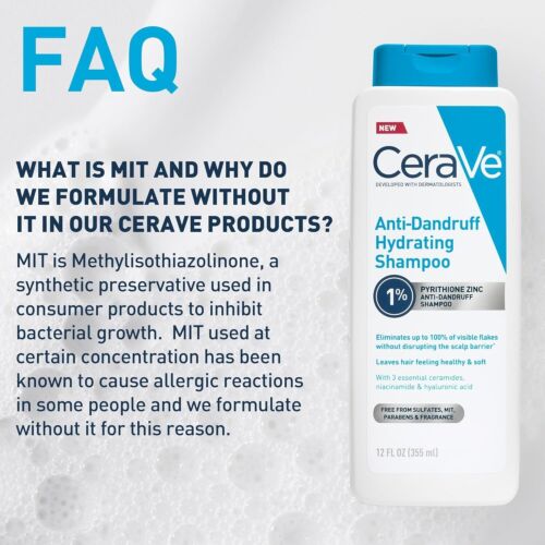 CeraVe Hydrating Anti Dandruff Shampoo, 1% Pyrithione Zinc Dandruff, 12 Oz NEW** - Picture 23 of 24
