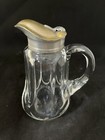 Vintage Hand blown Glass Syrup Pitcher With Welded Pewter Gold Silver Tone Lid — photo 4