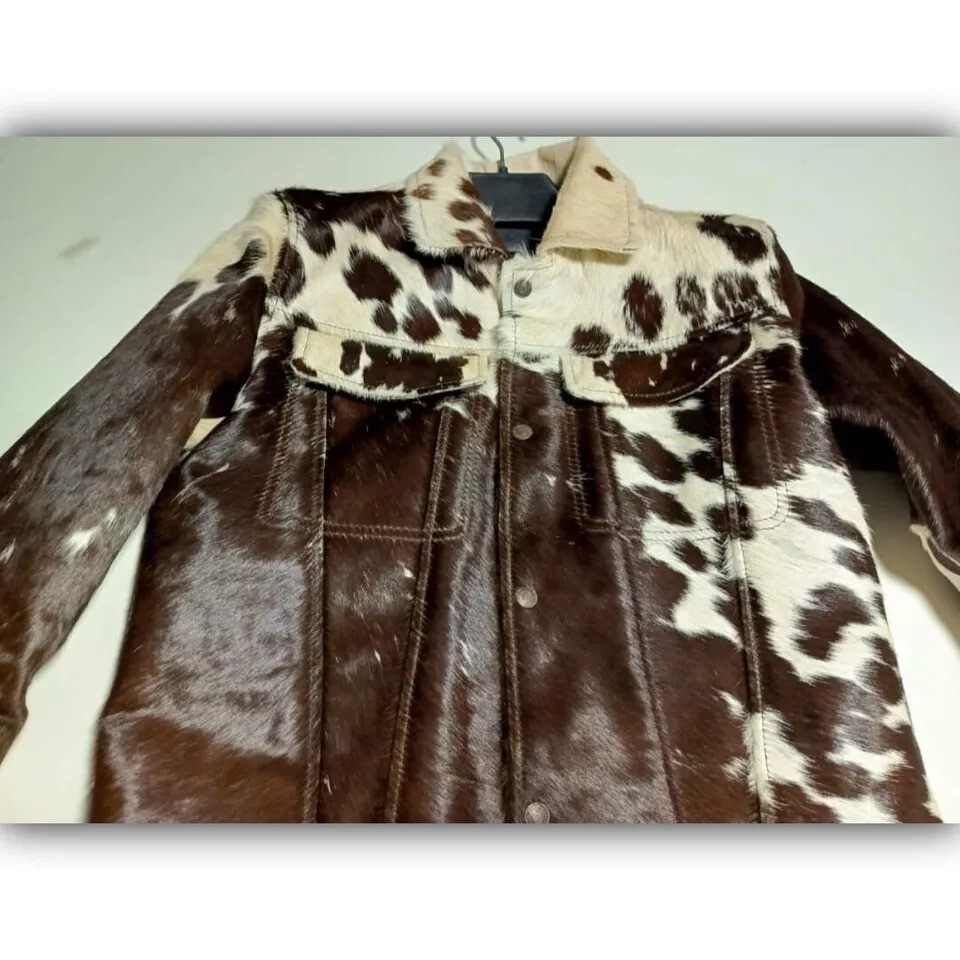 PONY Giacca uomo western pelle di mucca capelli veri su pelle di cavallo elegante e dura