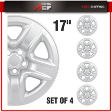 17" Set of 4 Silver Snap On Full Hub Caps Wheel Covers Fit R17 Tire & Wheels ABS