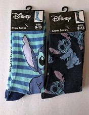 Disney Lilo and Stitch Crew Socks Lot Set of 2 Pairs Size 9-13