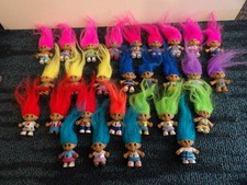 vintage lot of 28 Troll dolls toys by Ace Novelty jewel on belly