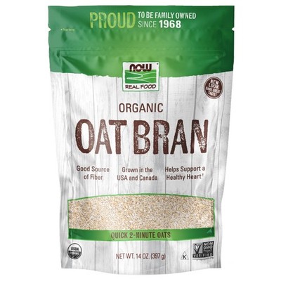 NOW Foods, Organic Oat Bran, Source of Fiber 14 Ounce (Pack 1), Cream/Tan 