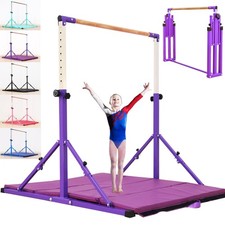 5 Ft Fold Gymnastic Bar w/Mat Kip Bar 4 Ft Width for Kids  Girl  Teenage Home