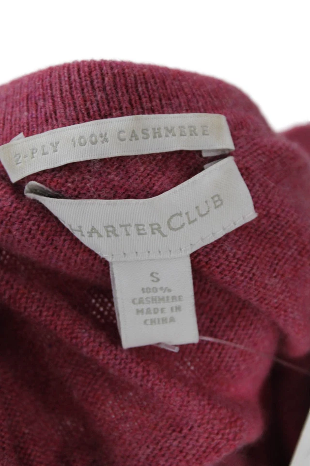 Suéter Top Charter Club Mujer Tejido Cachemir Cuello Manga Larga Rosa Talla S Foto 4 de 4