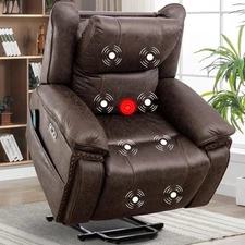 CANMOV Faux Leather Power Lift Recliner for Elderly, Headrest, USB, 2 Cup Holder