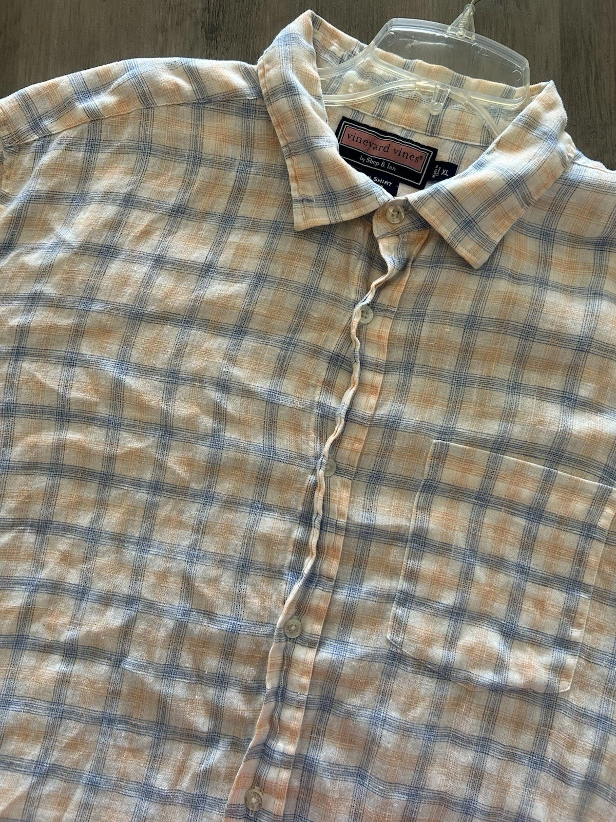 Vineyard Vines Mens XLarge Classic Fit Tucker Long Sleeve Button Down 100% Linen