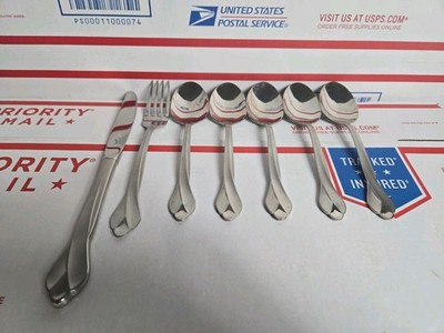 Lot Of 7-Oneida SATIN TRIBECA Stainless Soup Spoons USA Flatware, Fork, Knife