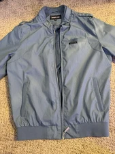 Members Only Jacket Mens Medium Light Blue Full Zip  Racer Retro Iconic