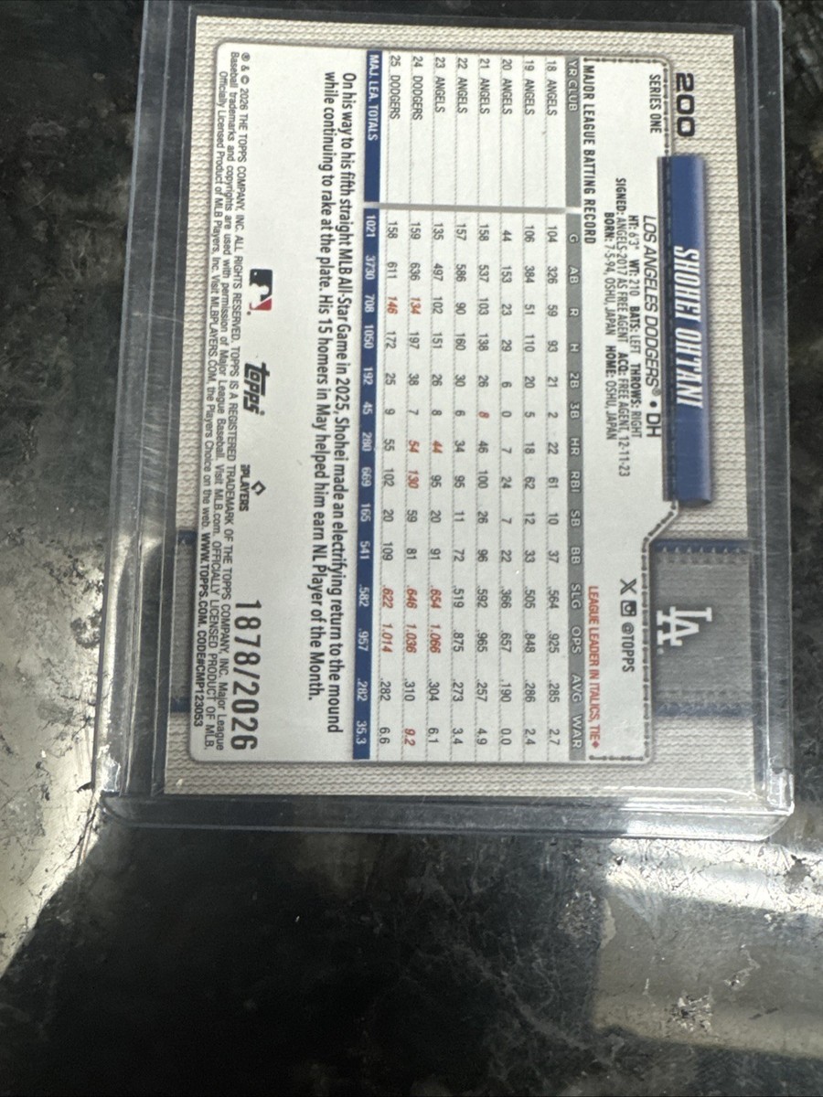 Shohei Ohtani Gold /2026 Dodgers Topps 75 Series One | eBay