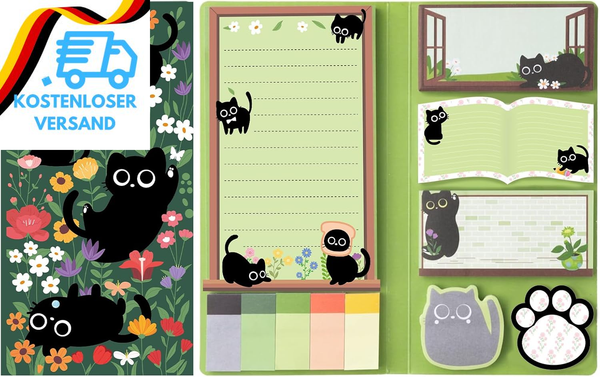 Haftnotizen Set Schwarze Katze - Lustige Haftnotizen FüR Kinder, Selbstklebende-image
