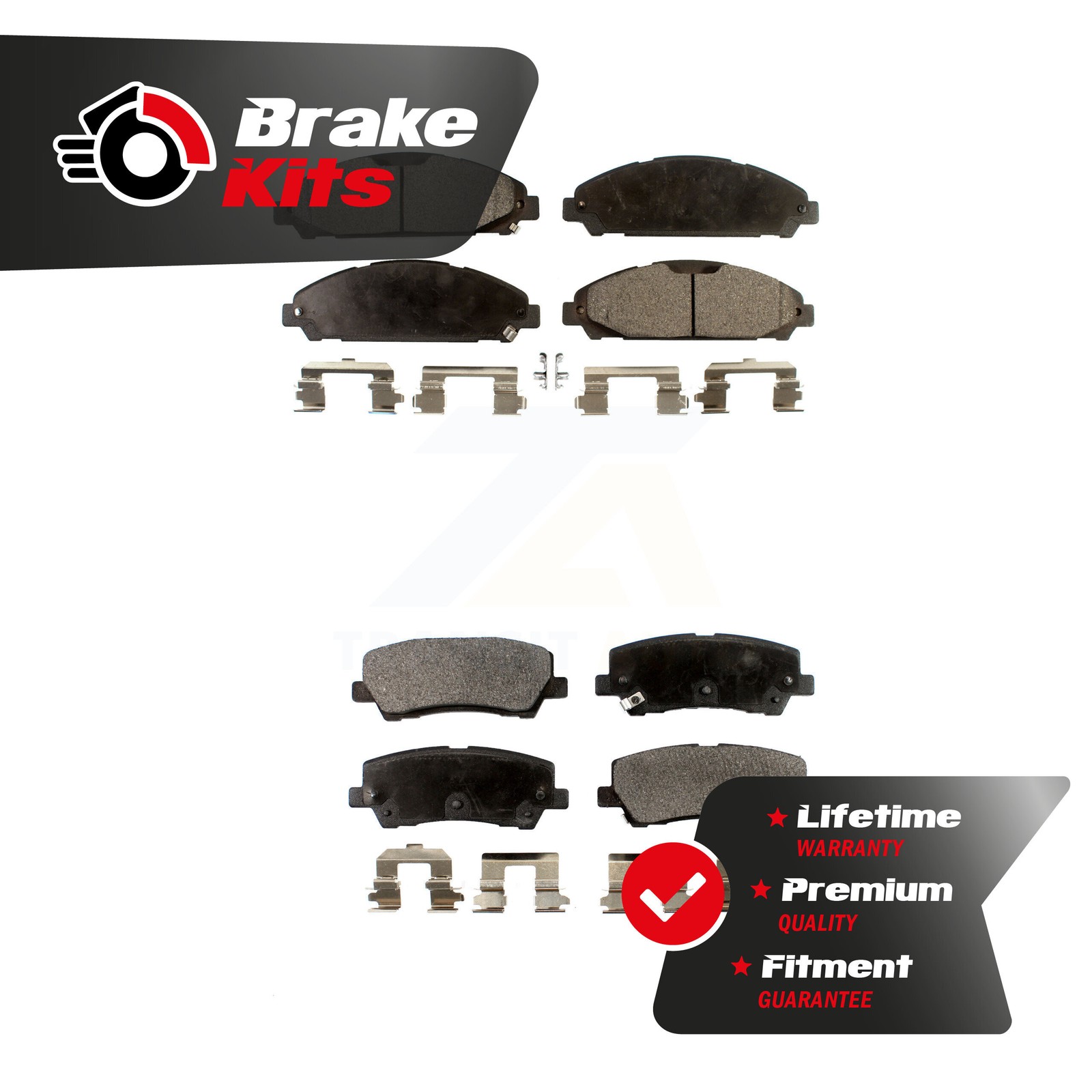 Front Rear Semi-Metallic Brake Pads Kit For 2015-2017 Ford Mustang V6 with 3.7L