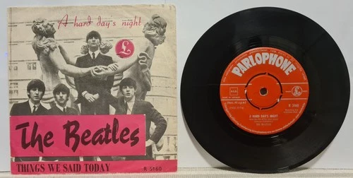 The Beatles a hard days night 1964 Vg+/Vg+ Norway 7" 45 single SS 350 BACK  RARE