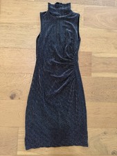 Ralph Lauren Women's Shimmering Black Draped mock Neck Cocktail dress 4 EUC
