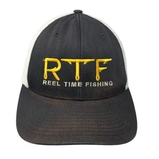 RTF Reel Time Fishing Fitted Trucker Hat Black XL Mesh Back Port Authority