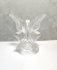 Fenton Glass Butterfly On A Branch Ring Holder Clear Frosted Satin Glass w/Label