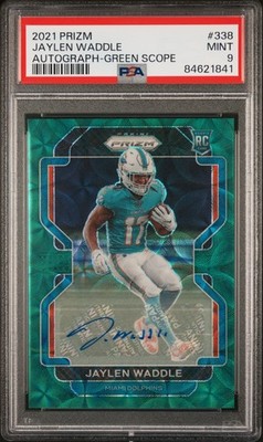 レア☆スフィア☆ブルーグリーン キラキラ虹入り 2021 Panini Prizm - Rookie Jaylen Waddle #338 Green Scope Prizm