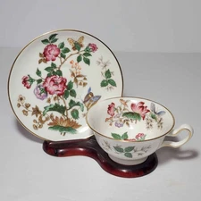 Wedgwood Teacup and Saucer Charnwood Floral Bone China England Butterfly Vintage
