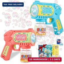 Toys for 3 Year Old Boys Girls: 2 Pack Bubble Gun Machine with Bubble Solution,